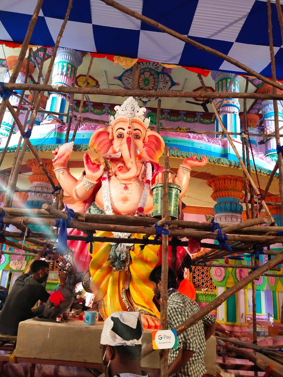 9 feet khairtabad Ganesh idol getting ready