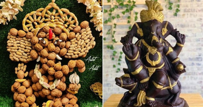 dry fruits and Belgium chocolate ganesh idols 