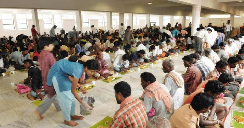 The offering of food is a sacred tradition in India