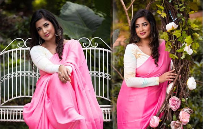 Niviksha Naidu Pink Saree Pics