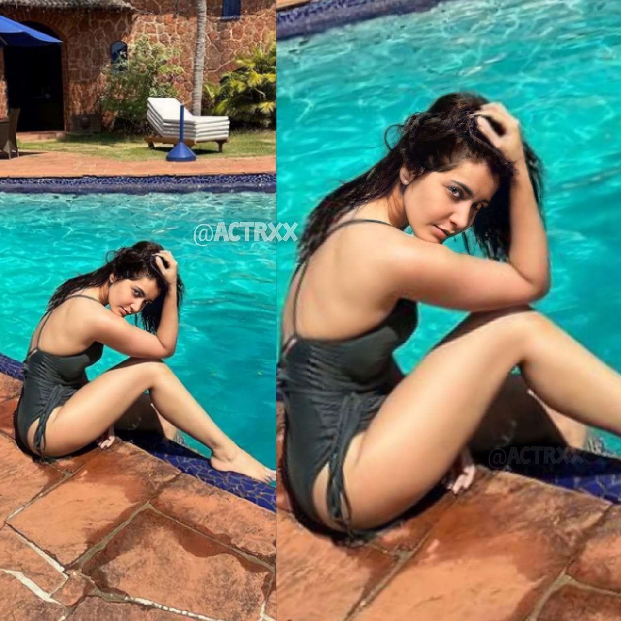 Raashi Khanna : Did you see Rashi Khanna photos in front of the swimming pool .. beauty pics 