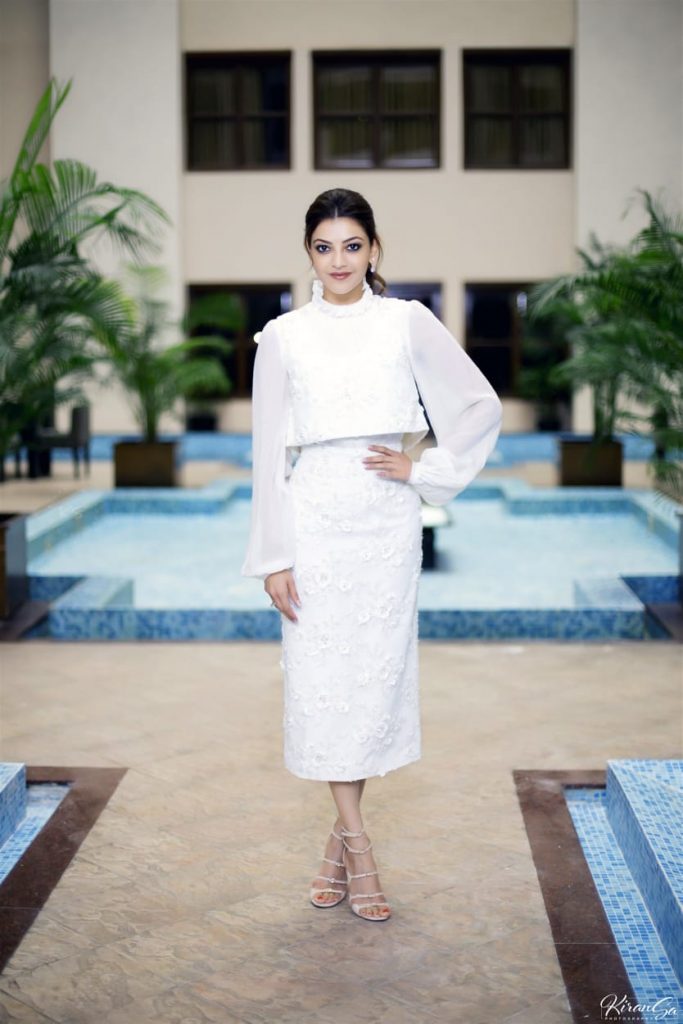 Kajal Aggarwal Beautiful White Dress Stills
