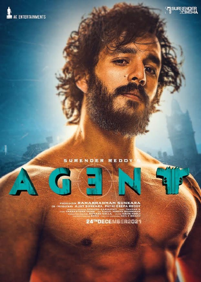 akhil as agent-with six pack poster