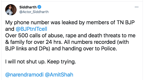 Hero Siddharth Tweet Against BJP: Viral in Politics