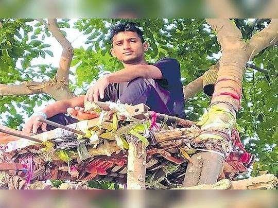 Nalgonda District: ramavath Siva isolated on tree 