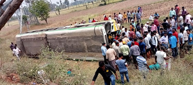 Bus Accident in Nellore district two persons died