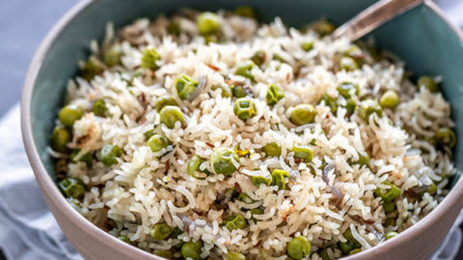 Tasty green peas rice preparation 