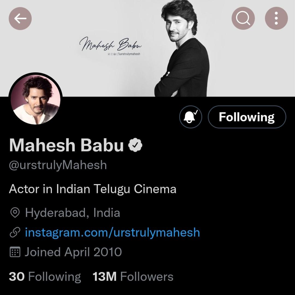mahesh babu twitter followers reach 13 million