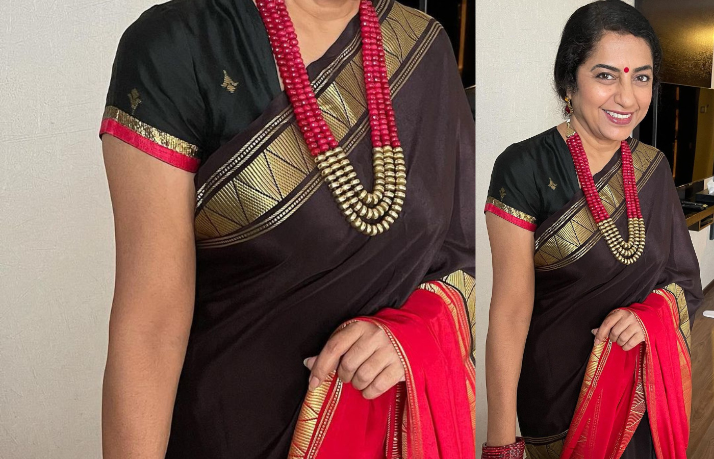 Suhasini Maniratnam in black mysore silk saree