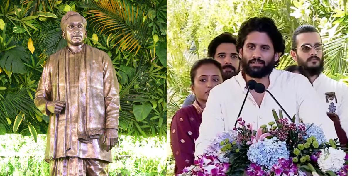 Naga Chaitanya gets emotional during unveiling of ANR 100 years statue, Chaitanya thanks Akkineni fans and does unexpected things.