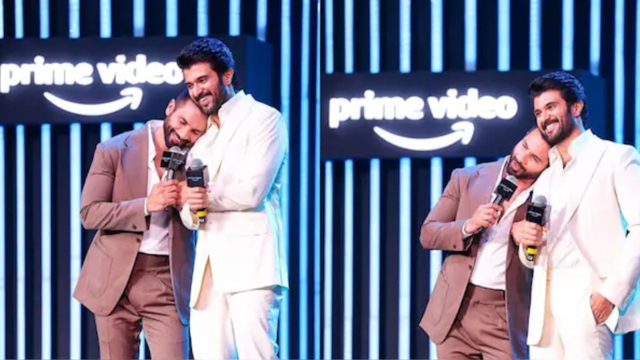 Shahid Kapoor kisses Vijay Deverakonda on Prime Videos stage